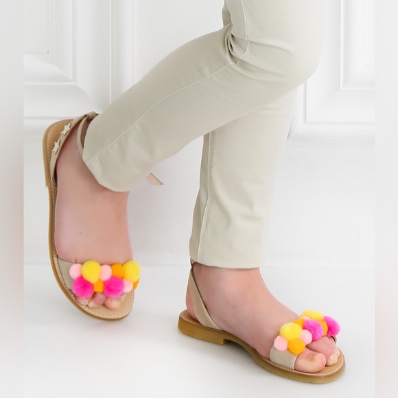 Il Gufo Italy genuine leather Colorful Pom Pom Sandals - Picture 4 of 16